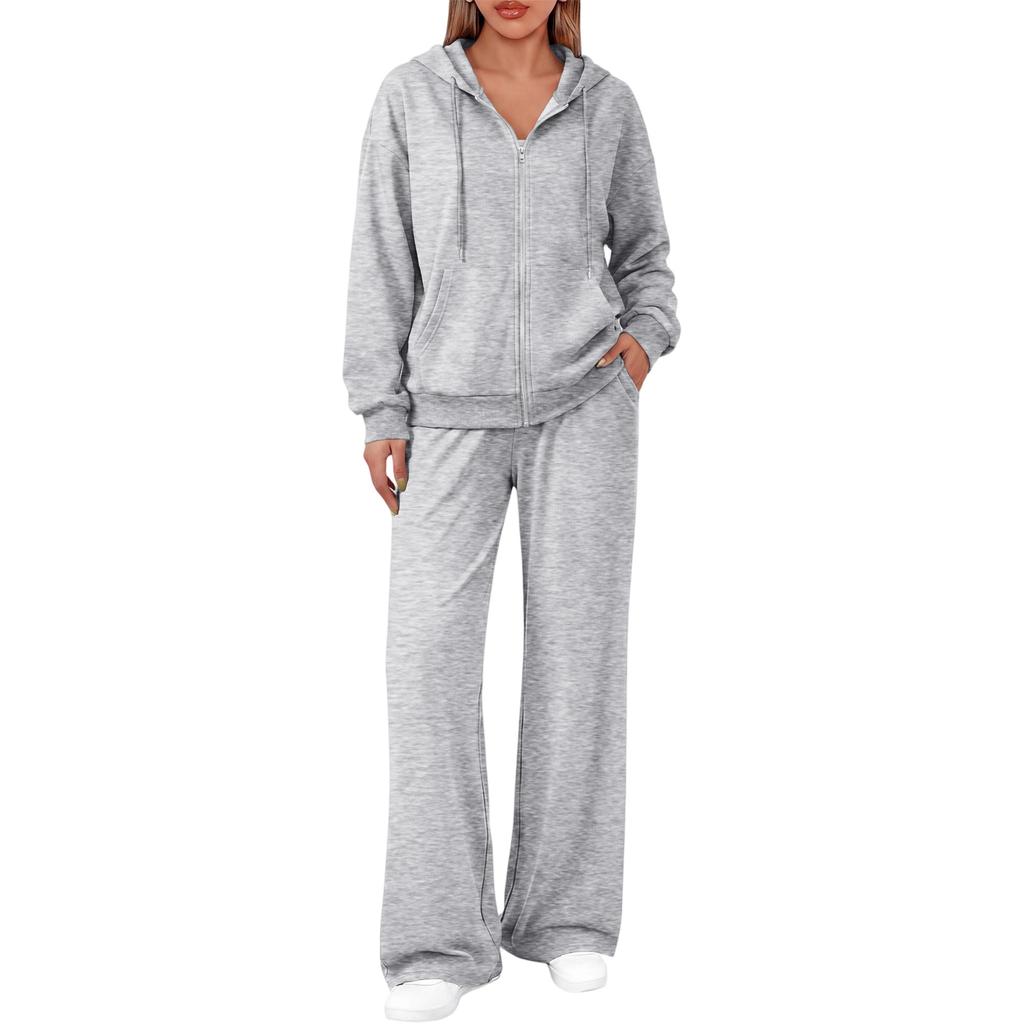 Women's Fashionable Casual Sweatshirt Jacket Set for Fall Winter Comfortable Everyday Wear