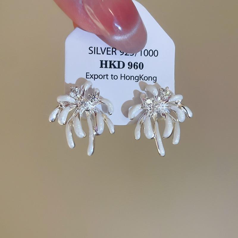 Silver needle dopamine zircon oil drop fireworks earrings exquisite fashion light luxury temperament earrings niche high-end earrings