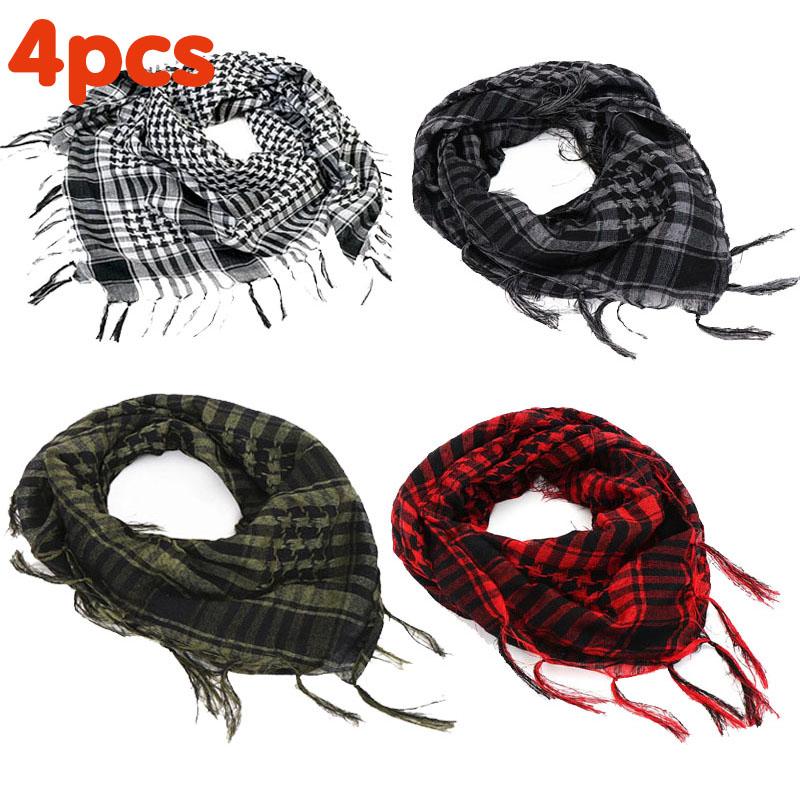 134Pcs Unisex Lightweight Plaid Fringed Arabian Desert Scarf Soft Tactical Scarf Men Ladies Turban Shawl Airsoft Pain