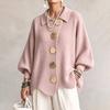 Cardigan alla moda da donna con colletto a revers, bottoni, cerniera e orlo asimmetrico