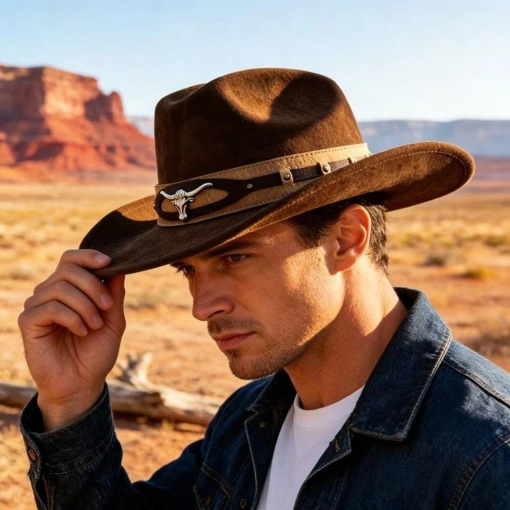 Dress Up Western Cowboy Hat Bull Skull Topper Hat Fashion Jazz Top Hat Travel