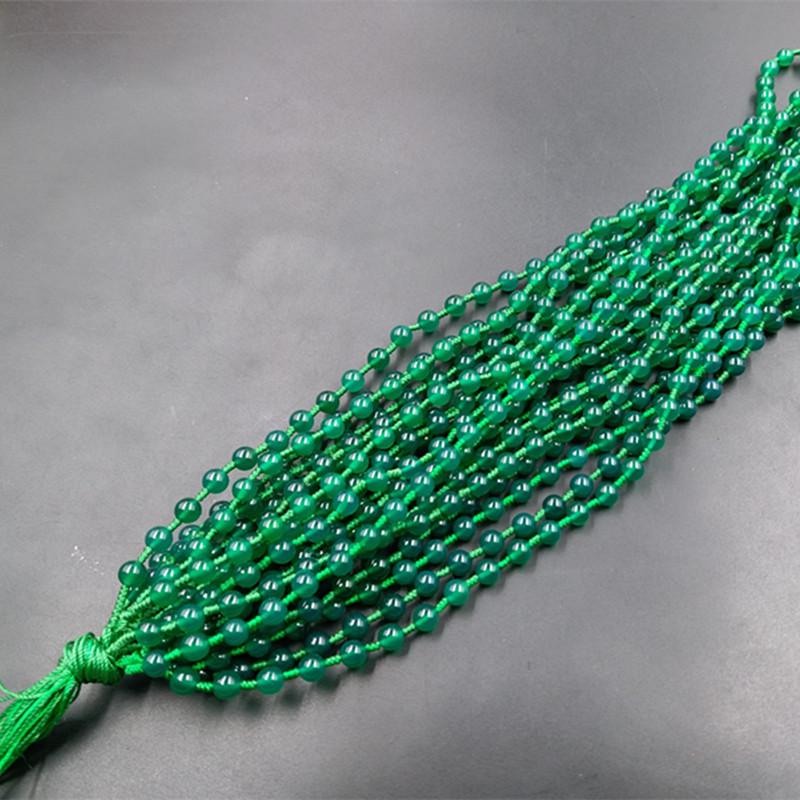 Handmade 6mm Ice Jade Chalcedony Agate Necklace with Jade Rope 6mm Bead Necklace