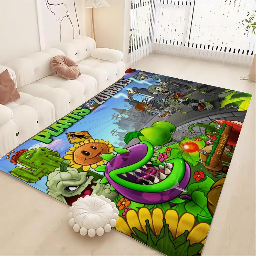 P-Pflanzen-vs Cartoon Z-Zombies Badezimmermatte Rutschfest Wasserabsorbierend Langes Streifenpolster Schlafzimmer Matte Hotel Dekor Matte