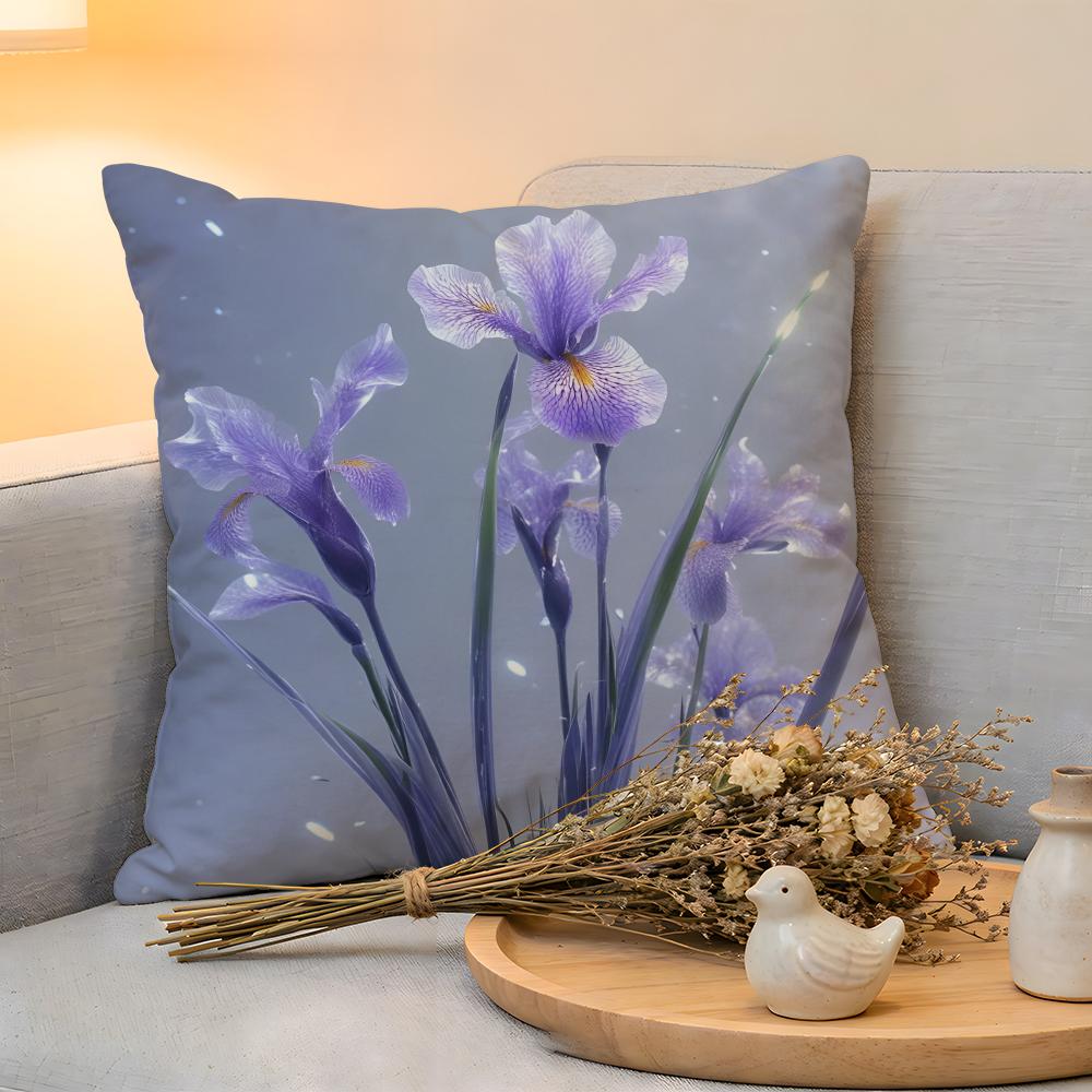 Cushion Cover Linen SkinFriendly Soft Decorative Case for Sofa Home Decor Fashion Iris Pillow Cover