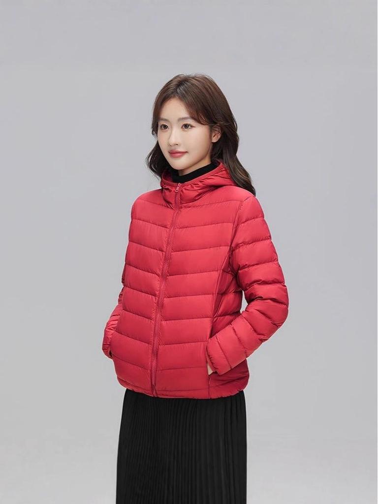 Korean Style Women's Hooded Down Jacket - Lightweight, Warm, Plus Size, Simple and Versatile for Autumn and Winter