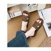 Women's Soft Leather Flat Slide Sandals Comfortable Open-Toe Casual Slippers for Daily Wear