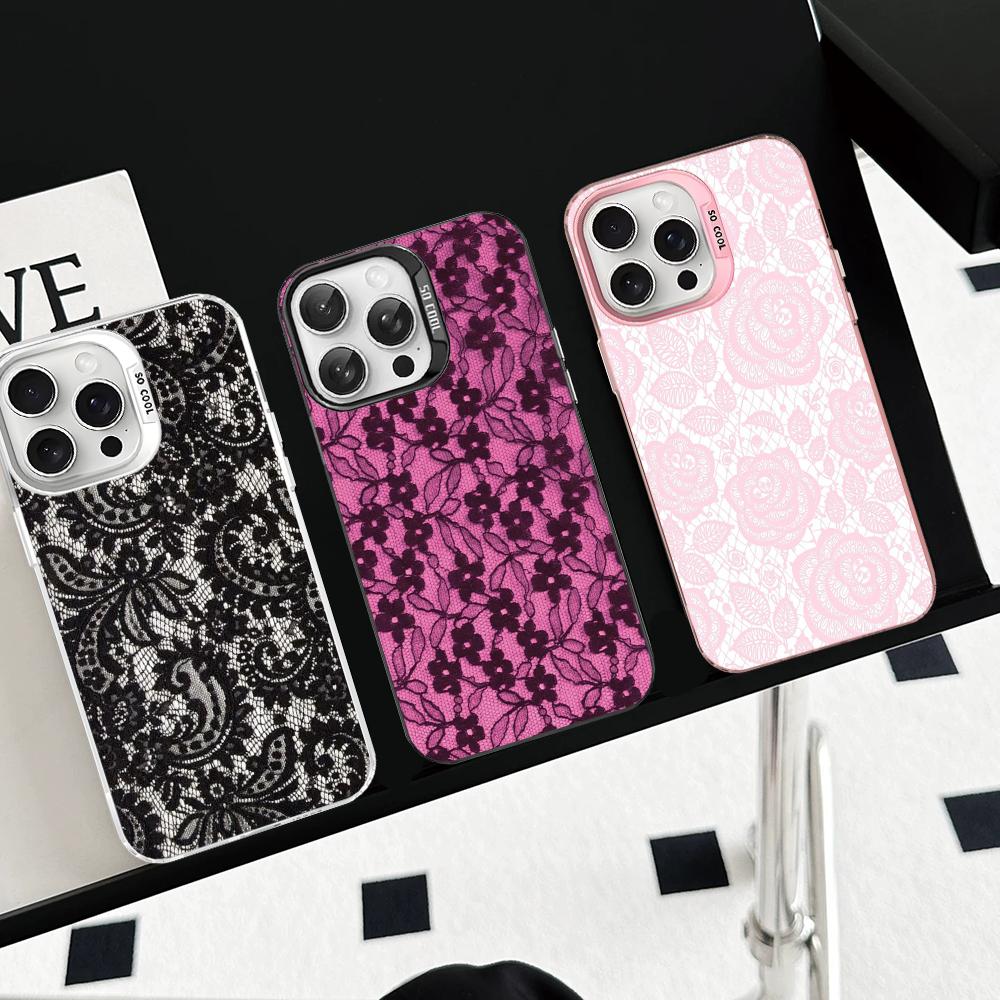 Lace Style Cool Girl Phone Case For IPhone 16 15 14 13 12 11 Pro Max X XR XSMAX 8 7 Plus Matte Shockproof Back Cover