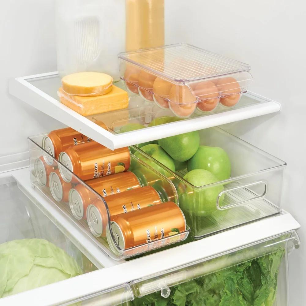 Covered Egg Holder 12 Eggs BPA-Free Plastic Refrigerator Storage Container with Lid and Handle Stackable Egg Organizer
