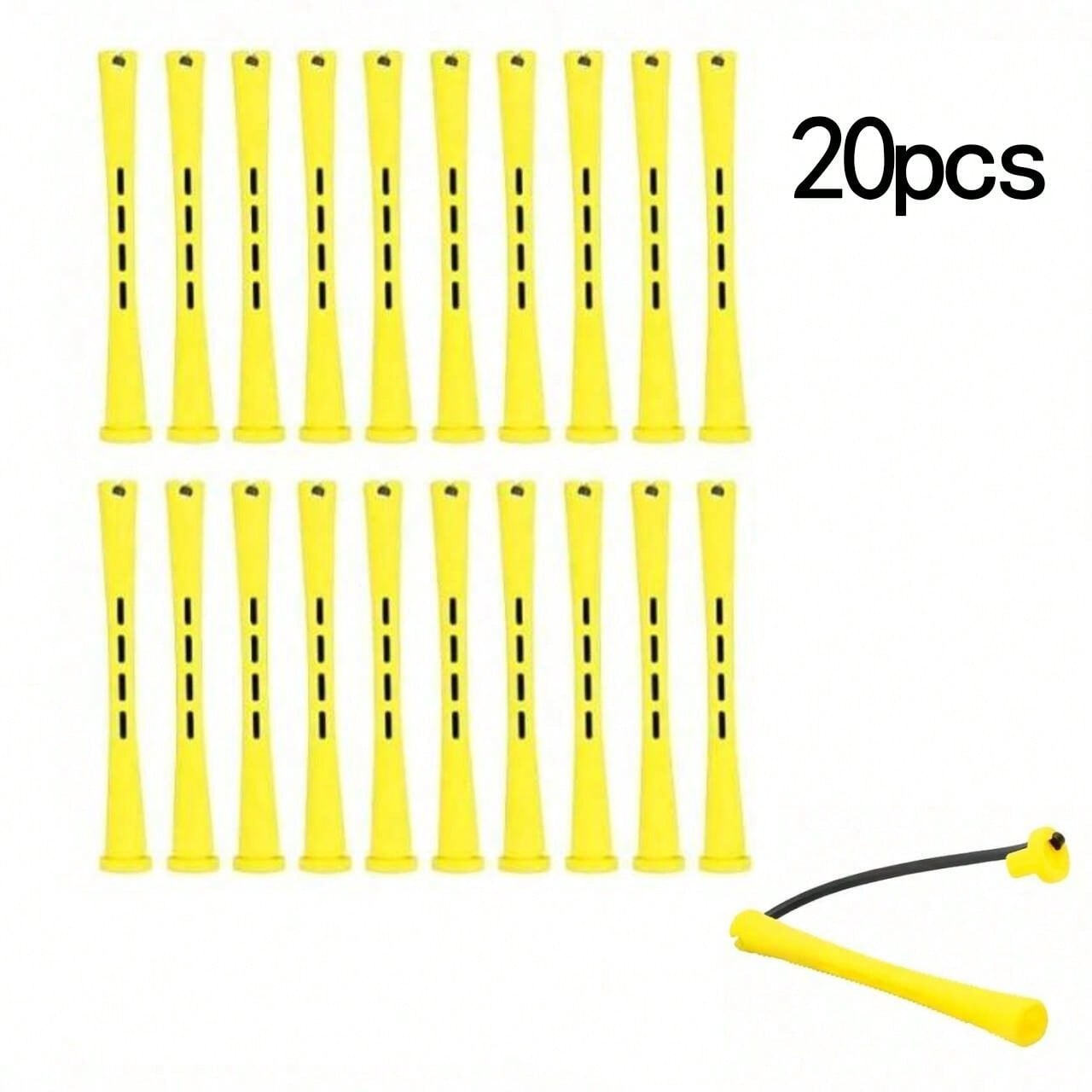 20Pcs Perm Rods Natural Hair Perm Rods with Elastic Rubber Band Non Slip Plastic Perming Cold Wave Kit Hairdressing Styling Tool