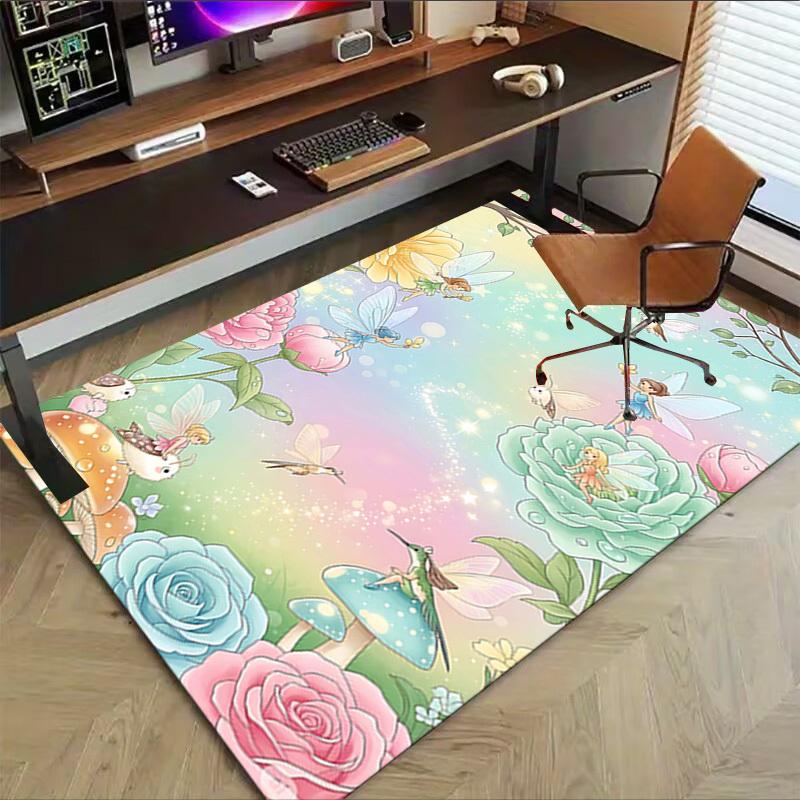 1PC Fairies Flowers Non-Slip Floor Carpet, Office, Family, Bedroom, Studio - Large Area Rug, Vibrant Colors, Longlasting Material-X408