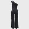9904 European & American Sexy Sleeveless One-Shoulder High Waist Straight Jumpsuit
