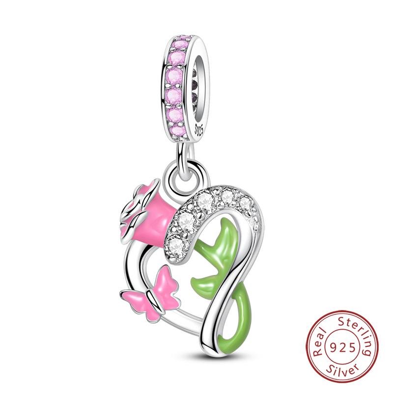 Copper Romantic Couple Rose Valentine'S Day Charms Beads Fit Qikaola Original Bracelets Fine Diy Jewelry Gifts