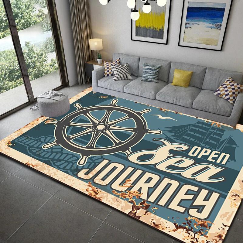 Nautical Rugs for Kids, Bedroom, Kitchen, Living Room & Bathroom - Stylish Home Decor Floor Mats