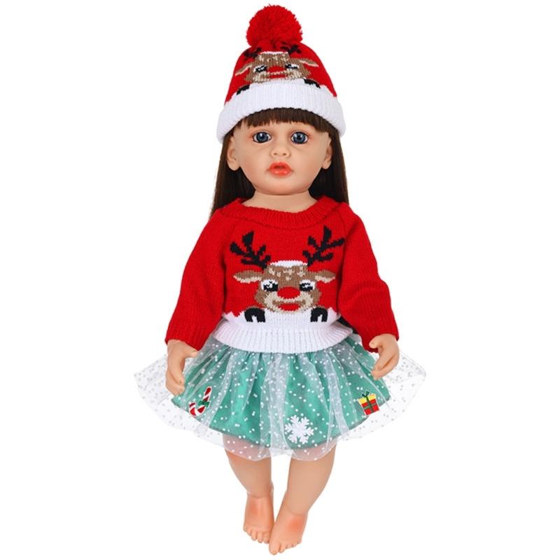 22inch Reborns Doll Holiday Costume Santa Outfit Quick Change Doll Outfit For Christmas Party Kids Pretend Play Game