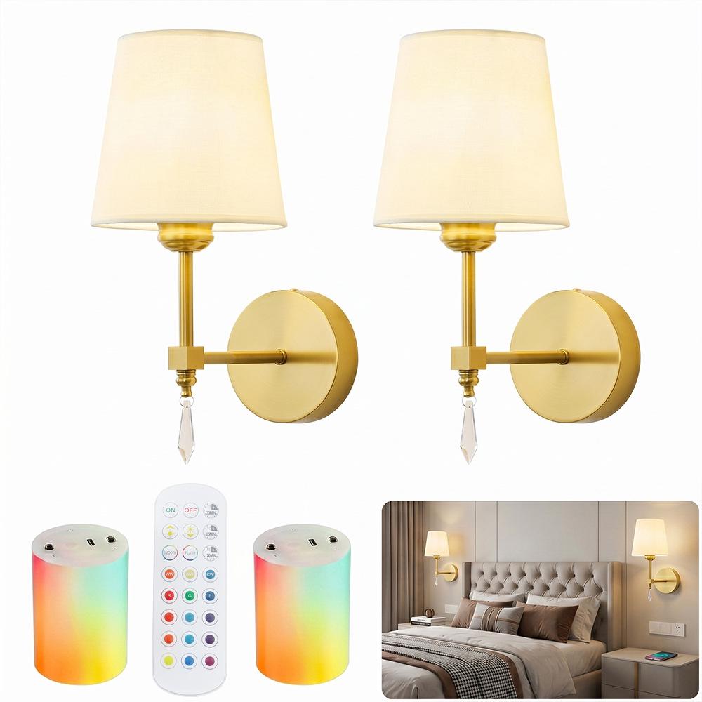 Wireless RGB Dimmable Wall Lamp with Cloth Cover and Charging