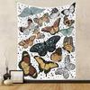 Butterfly Moth Moon Phase Tapestry, Boho Gothic Aesthetic Wall Hanging for Bedroom Living Room Dorm Home Decor