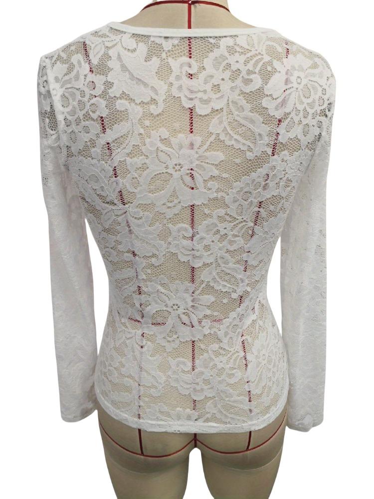 V Neck Fan Trim Single Layer Lace Long Sleeve T Shirt Slim Flattering Women Fashion Daily Basic Office Lady Casual Slim Fit Ladies Elegant Top