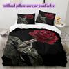Gotisches Rosen-Skulpturenmuster Bettwäsche Steppdecke Set Bettbezug Kissenbezug Heimdekoration Geburtstagsgeschenk (1 Bettbezug + 2 Kissenbezüge, ohne Füllung)