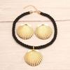 Elegant Shell Pendant Necklace and Earrings Set Handmade Weddings Accessories Fashionable Jewelry for Women Girls
