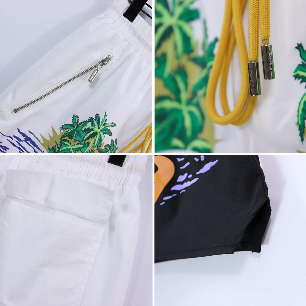 Auf Lager RHUDE Letter Print Lässige Colorblock Lockere Strandshorts