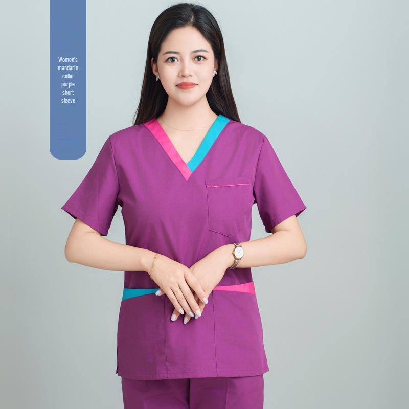 

Женский костюм для скраба с коротким рукавом и хирургический халат, комплект медсестры для салона красоты и стоматологической работы. XXL