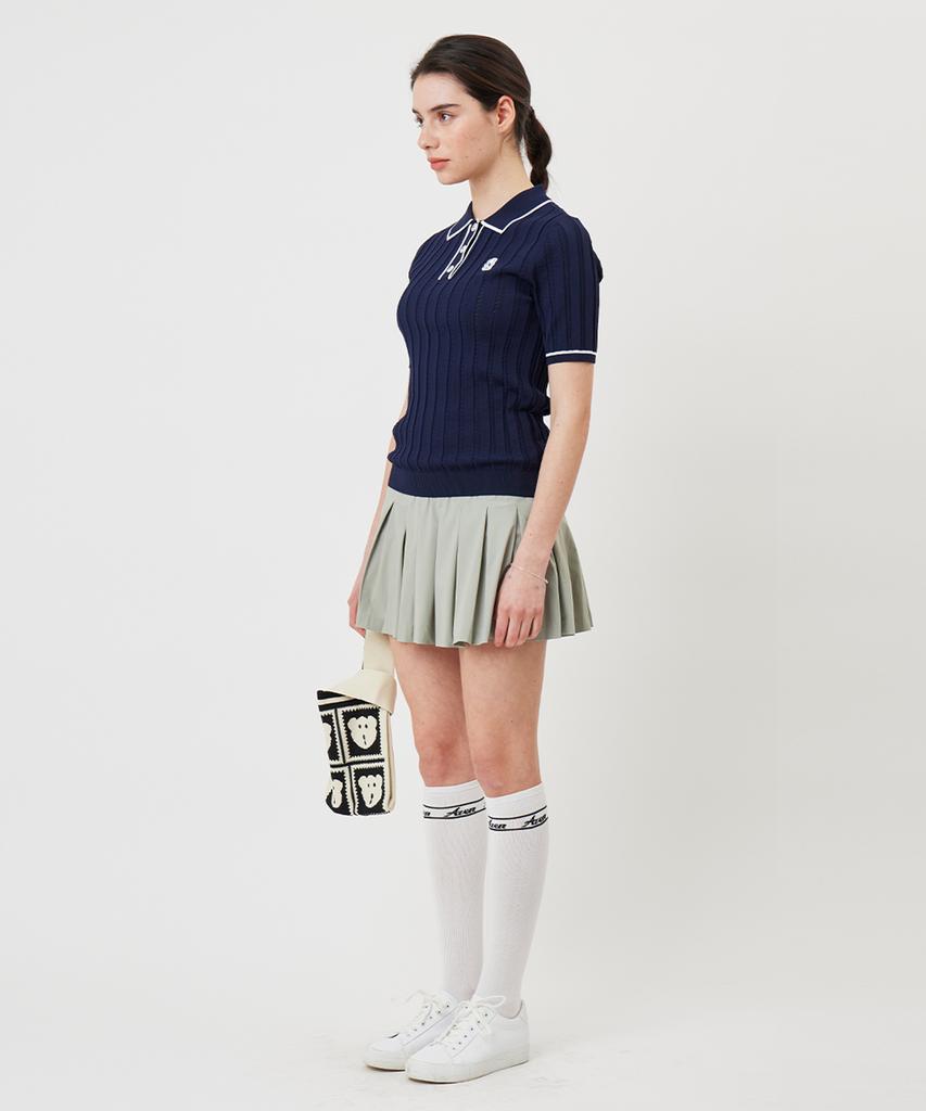 AVEN Evenbear Half Knit Polo Shirt Navy