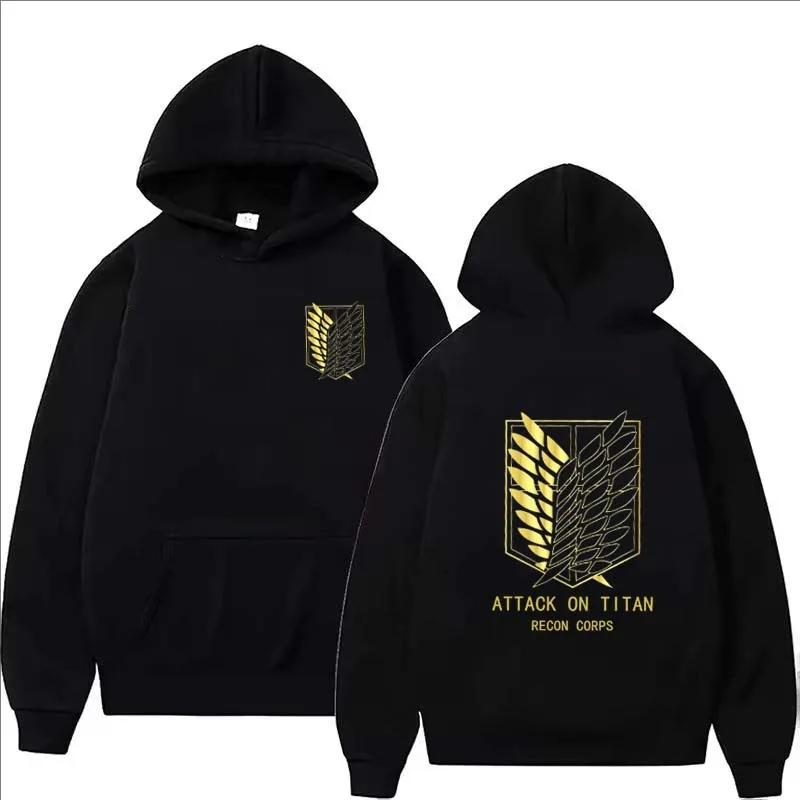 Anime Attack on Titan Printed Hoodie Men Casual Fashion High Street Y2K Pullover Autumn Winter Long Sleeve Fleece Sweatshirts