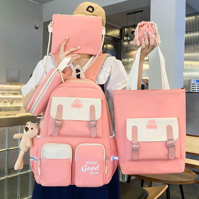 5 Pcs Backpack for Girls Teenager Travel School Backpacks Boys Children Rucksack Casual School Bags Backpack Cute Multipocket Book Bag
