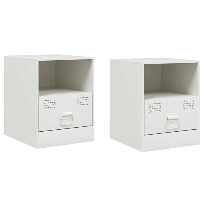 VidaXL Tables de chevet 2 pcs blanc 34,5x39x44 cm acier, armoire, table d'appoint, table de nuit, table de chevet, meuble de 841762