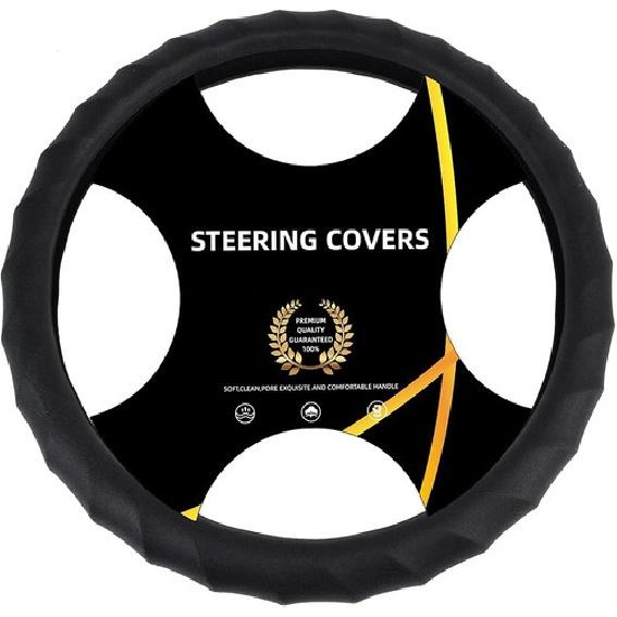 Silicone Car Steering Wheel Cover Universal Grip Steering Protective  Black3