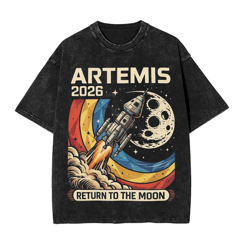 Vintage Tshirt Artemis Ii April 1 2026 Moon Mission Space Exploration Cotton Tshirts Fashion Tee Shirt Man Summer Y2k Tops