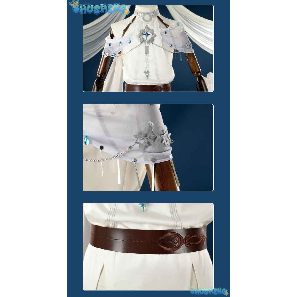 Game Nu:Carnival Edmond Cosplay Costume Neck Embroidery White Greek Style Dress Roleplay Outfit for Women or Men