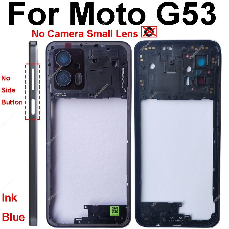 Middle Housing Frame For Motorola Moto G53 G73 Middle Frame Without Lens Frame No Side Button Cover Bezel Panel Flex Cable Parts