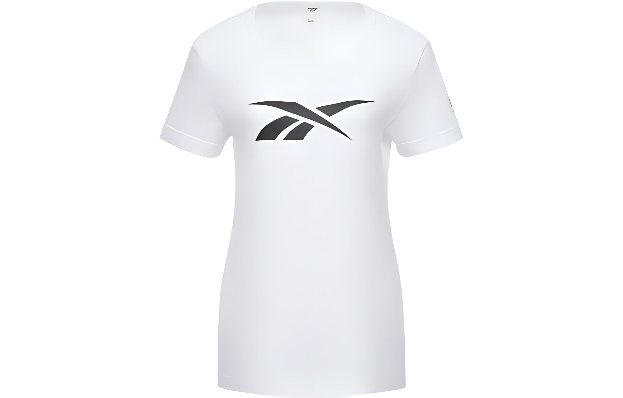 Reebok T Shirts Women s White Crew Neck Moderate Straight Fit GV5522 L