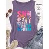 2026 Trendy SUN SALT SAND Beach Sunset Print Women Sleeveless Vest High Quality Casual Summer Tank Top