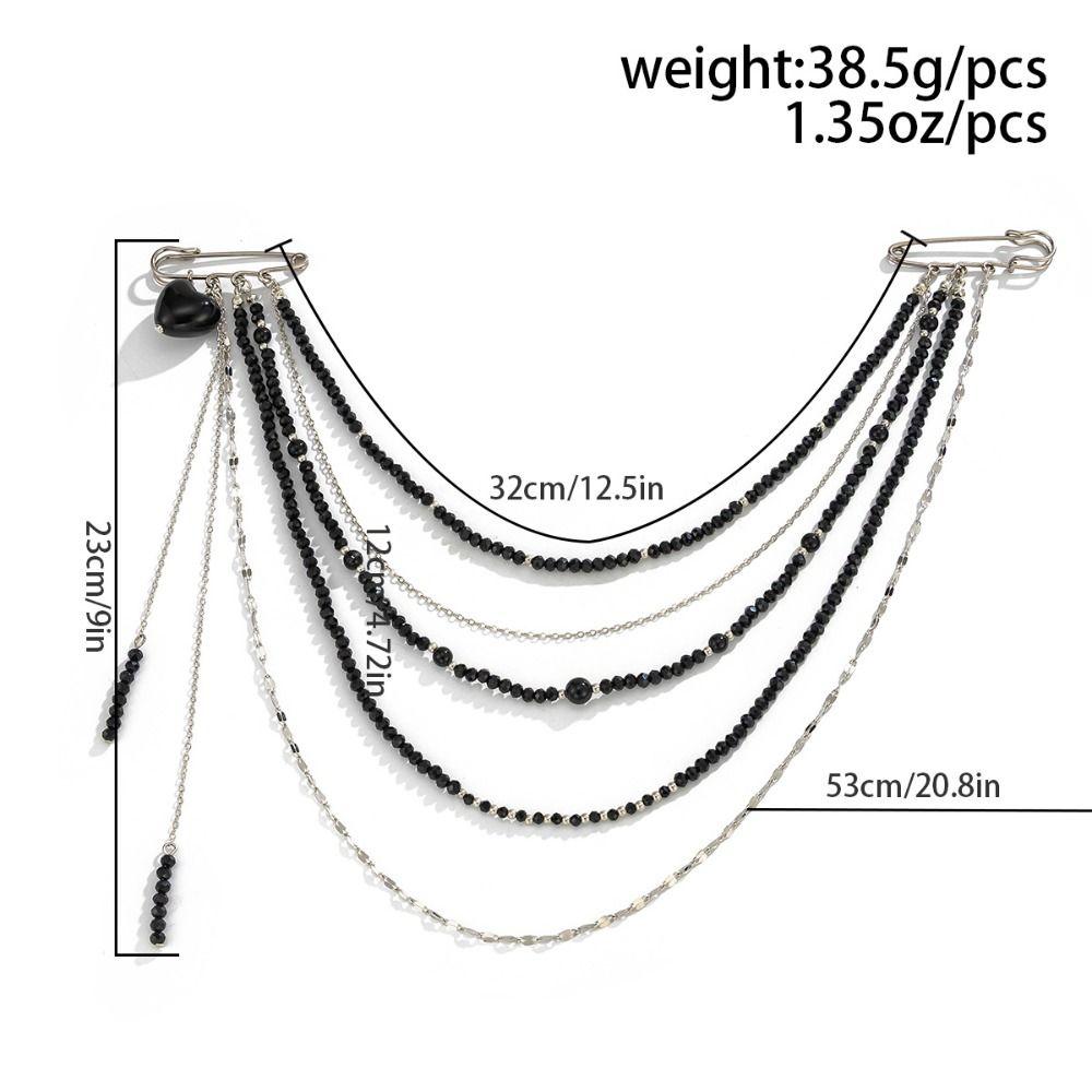 Water Droplet Fringe Tassel Chain Brooch Exaggerated Bead Fixed Ornament Women Girls