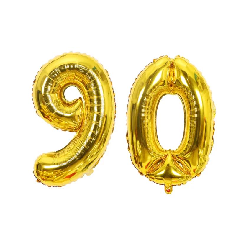 32 Zoll Gold Silber Zahlen Folienballons 10 20 30 40 50 60 70 80 90 Jahre Alt Kind Erwachsener Geburtstag Jubiläum Party Dekoration