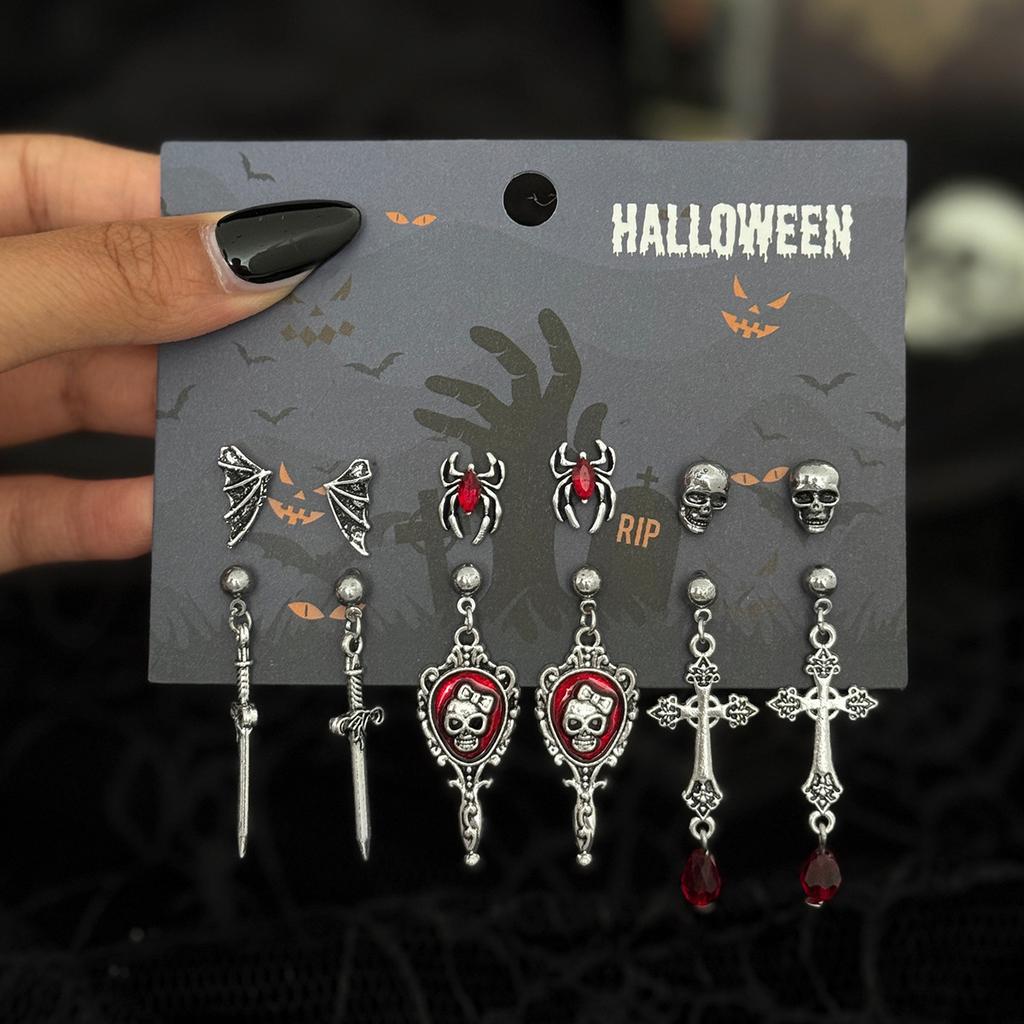 Set Cercei Halloween Desene Animate Amuzant Cap de Dovleac Fantomă Elemente Liliac Ciucure Set Bijuterii Urechi Înfricoșător Amuzant Trendy Accesorii Femei