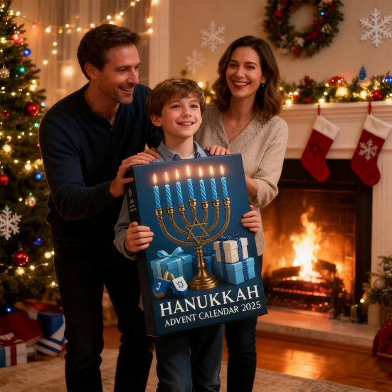 Hanukkah Advent Calendar 2025 24-Day Countdown Box for Christmas Multifunctional Holiday Decoration for Family Fun Parties
