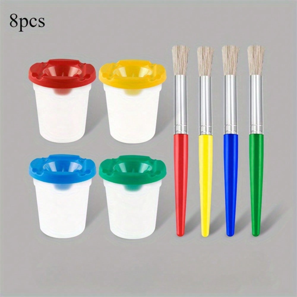 

8pcs Paint Brushes Set Toddler Chubby Paint Brushes Round and Flat Preschool Paint Brushes Washable Paint
