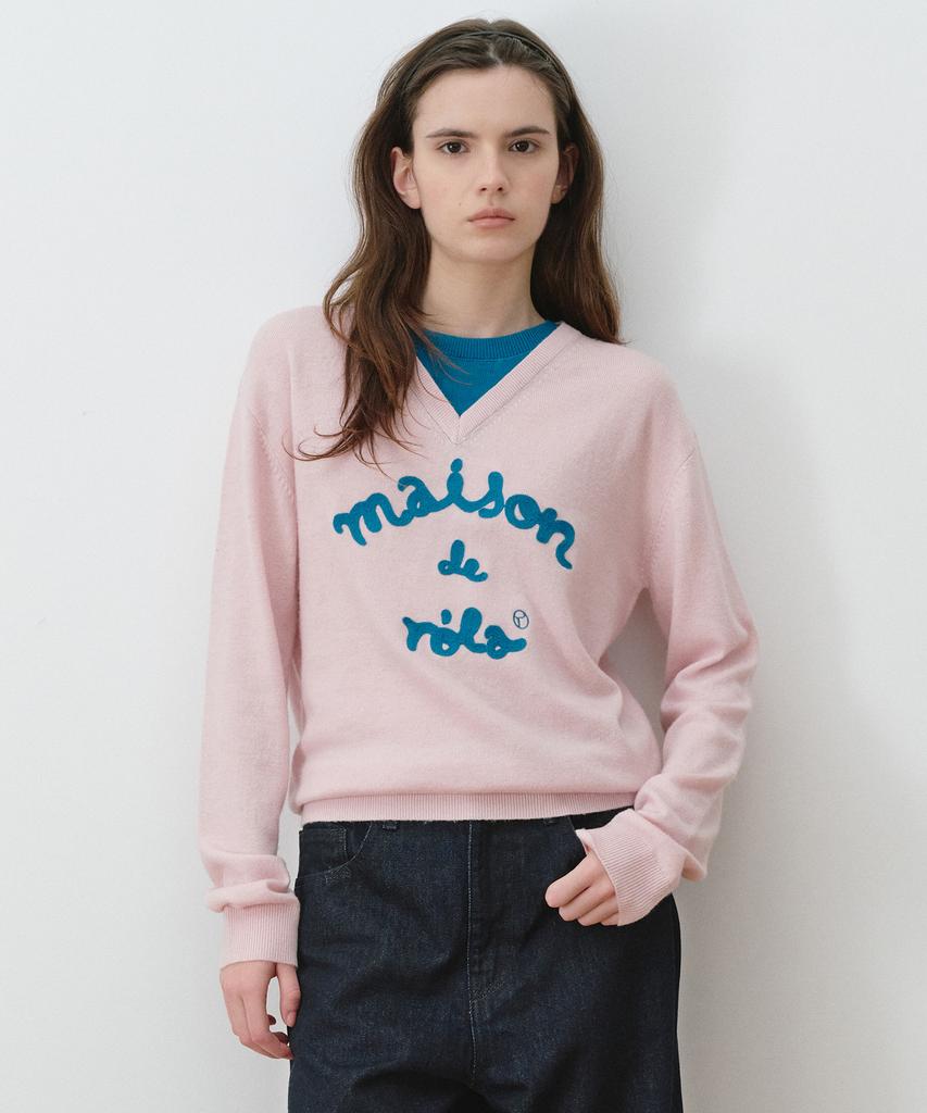 ROLAROLA Maison De Rola Embroidery Layered Knit Pk+Bl