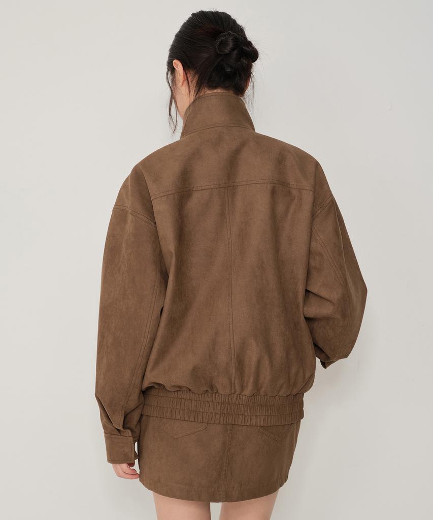 Musinsa Standard Woman Women'S Synthetic Suede High-Neck Blouson Jacket [Light Brown]