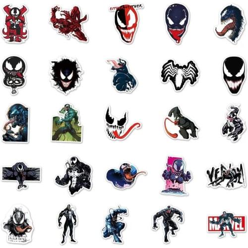 Venom Stickers, 50 Stickers, Popular Movie, Cute DIY, Smartphone, Suitcase, Guitar, Diary, Moe Goods, Gift, Birthday Party Supplies, Cute Party Decals