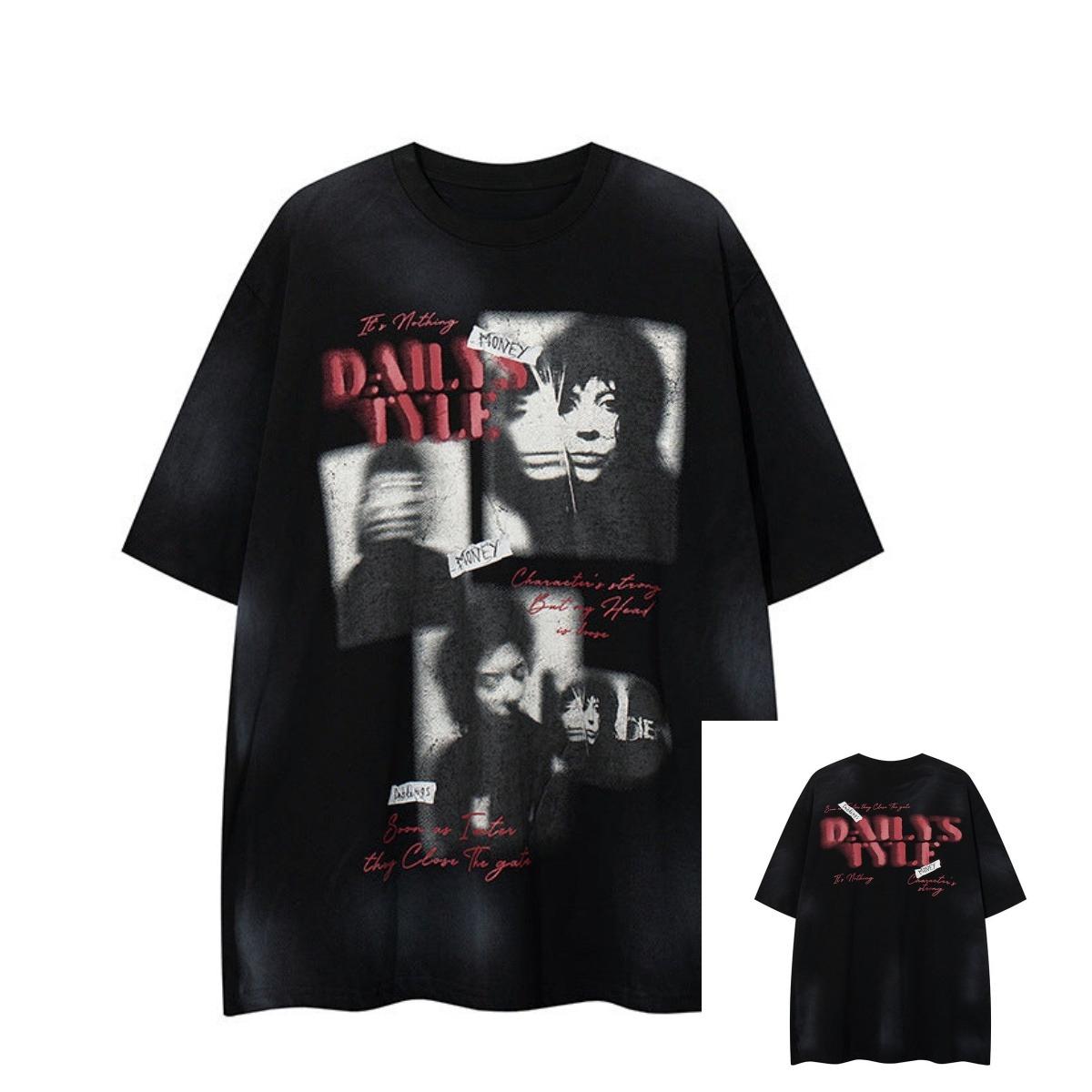 Blurred Portrait Print Trendy Casual Tshirt Unisexs and Womens Luxury Brand Top M