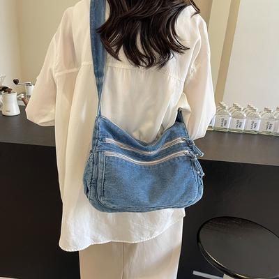 Denim-Umhängetasche für Damen, modische Schultertaschen, lässige Umhängetaschen, Einkaufstasche mit mehreren Taschen, Retro-Schultertasche für Damen