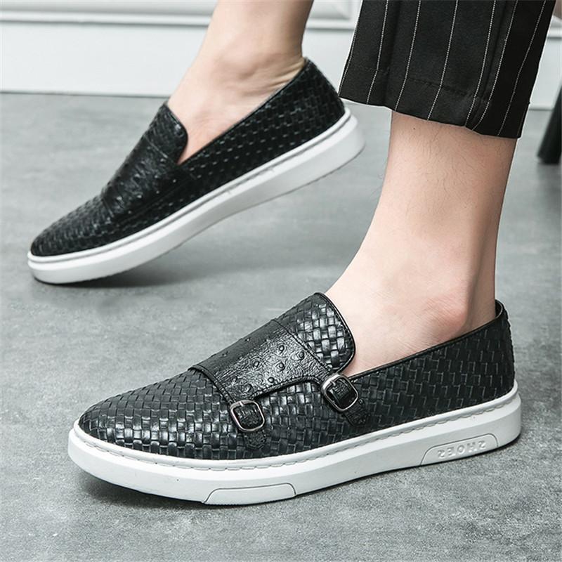 Fashion New Luxury Men's Patent Leather Monk Strap Black Leisure Shoes Loafers Male Comfortable Sneakers Tenis Masculino Zapatos Hombre