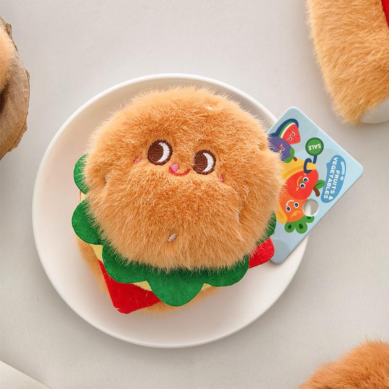 Hamburg Cute Fries Plush Doll Key Chain With Food Shapes For Collecting Gifts