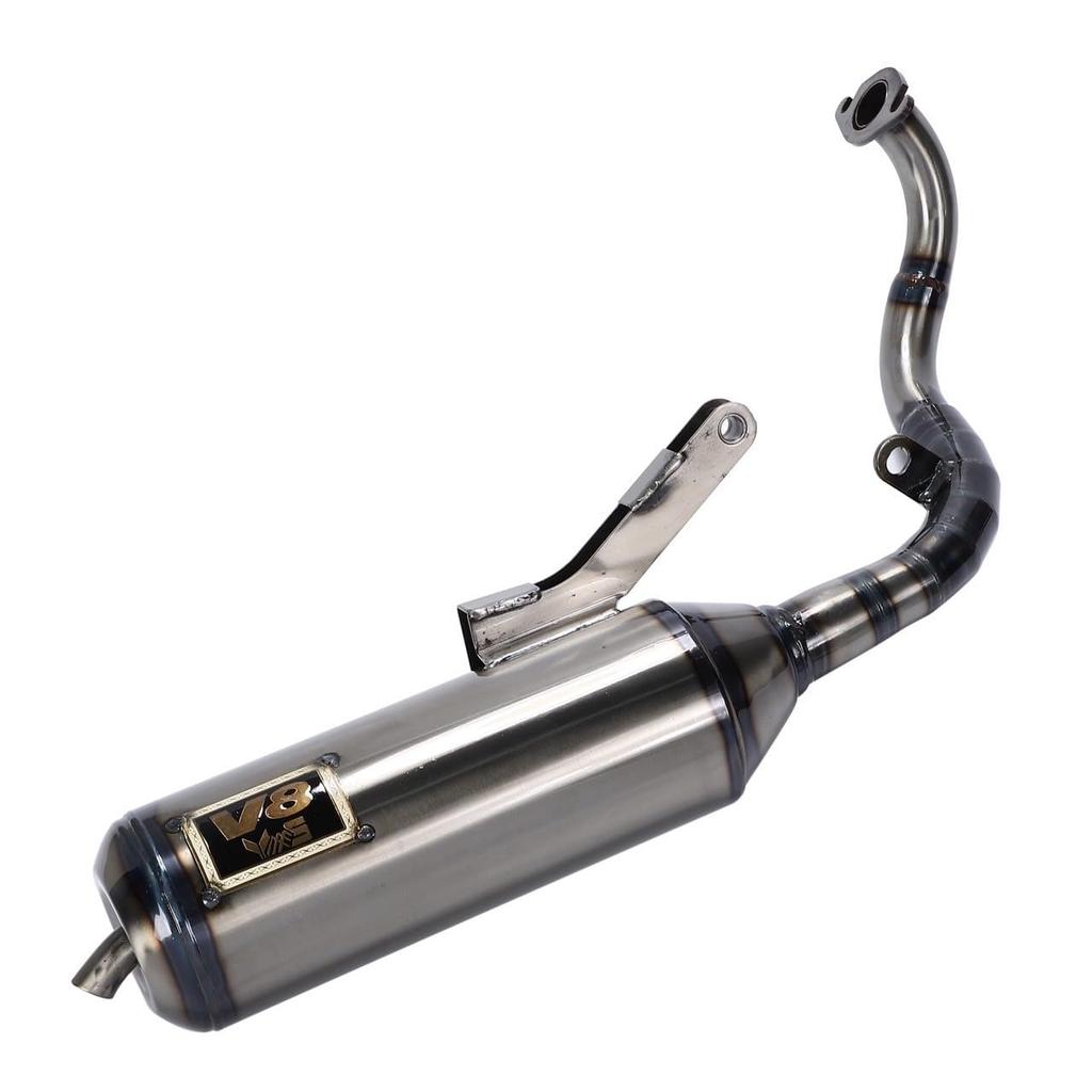 Kanoan Hawaiian Chamber V8 Chamber for Honda Dio Super Vertical and Horizontal Exhaust Welded and Custom Fit for Live Dio, System, Rust-Resistant
