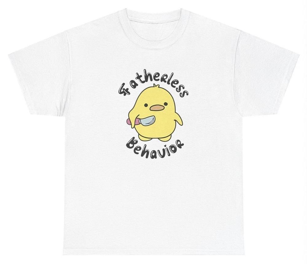 Fatherless Behavior T Shirt Funny Duck Lover Knife Y2k Dank Meme Gen Z Silly Tee S