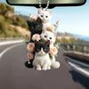 Cat Hanging Ornament Car Rearview Mirror Pendant with Lanyard Easy To Hang Adorable Appearance Cat-Shaped Xmas Tree Pendant